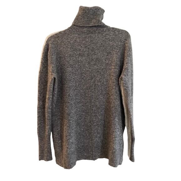 Athleta Two Tone Gray Merino Wool Blend Solid Turtleneck‎ Ribbed Sweater Size S - Picture 2 of 7